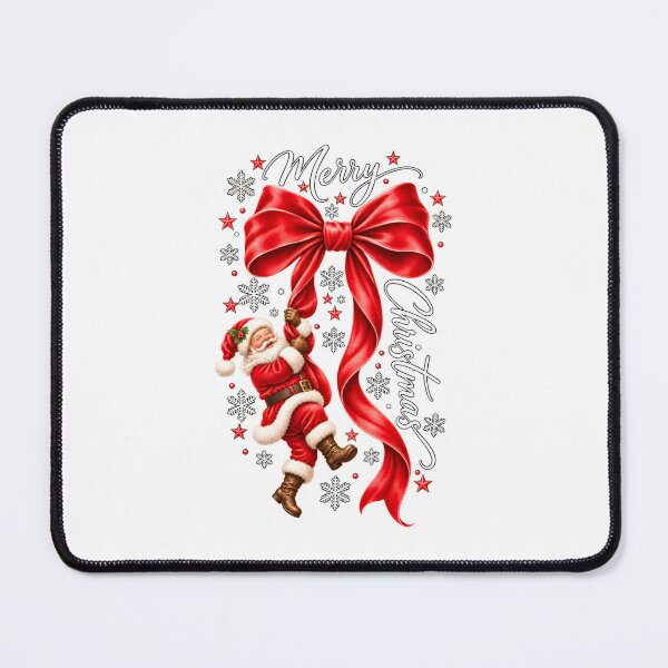 Item preview, Merry Christmas Santa Claus Swinging Giant Red Bow Holiday Graphic designed and sold by DYAFLK.