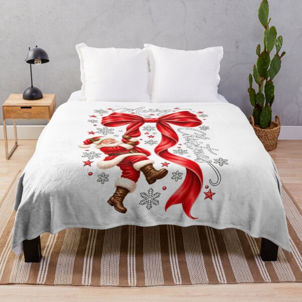 Item preview, Merry Christmas Santa Claus Swinging Giant Red Bow Holiday Graphic designed and sold by DYAFLK.