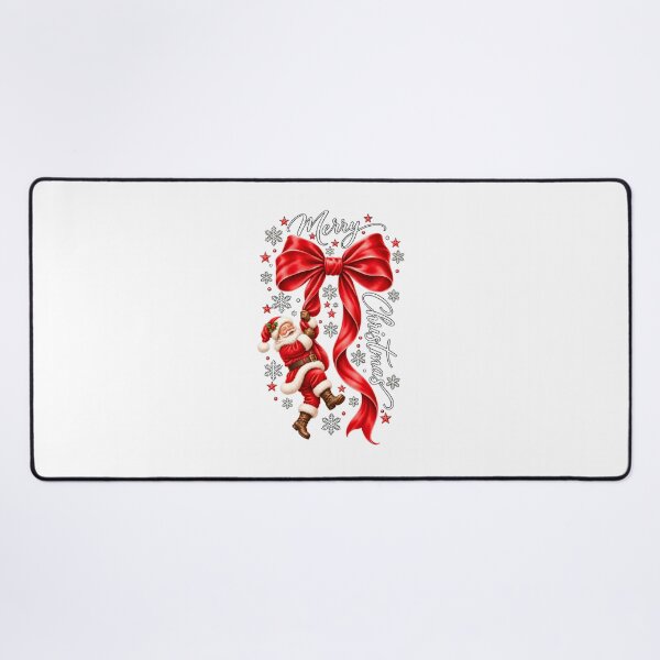 Item preview, Merry Christmas Santa Claus Swinging Giant Red Bow Holiday Graphic designed and sold by DYAFLK.
