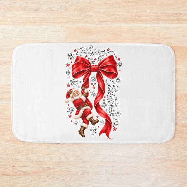 Item preview, Merry Christmas Santa Claus Swinging Giant Red Bow Holiday Graphic designed and sold by DYAFLK.