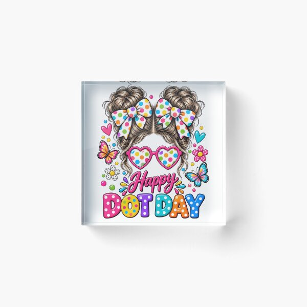 Item preview,  Happy Dot Cute Messy Bun Colorful Polka Dot Girl designed and sold by 76Valeria.