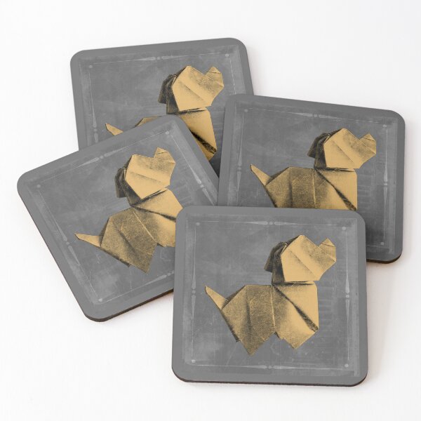 Item preview, Folded Yellow Paper Origami Dog Geometric Sculpture designed and sold by Ghoul Enterprises.