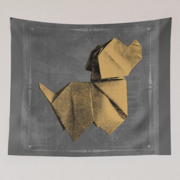 Item preview, Folded Yellow Paper Origami Dog Geometric Sculpture designed and sold by Ghoul Enterprises.