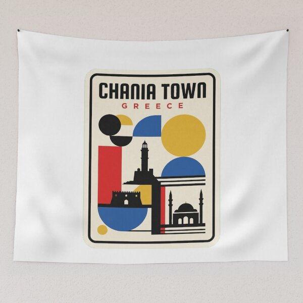 Item preview, Retro Chania Town Bauhaus Geometric Skyline designed and sold by k3rstman1.