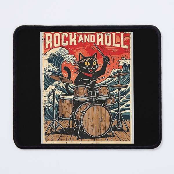 Item preview, Rock and Roll Black Cat Drums Funny Rocker Men Women Kids designed and sold by AmberWild.