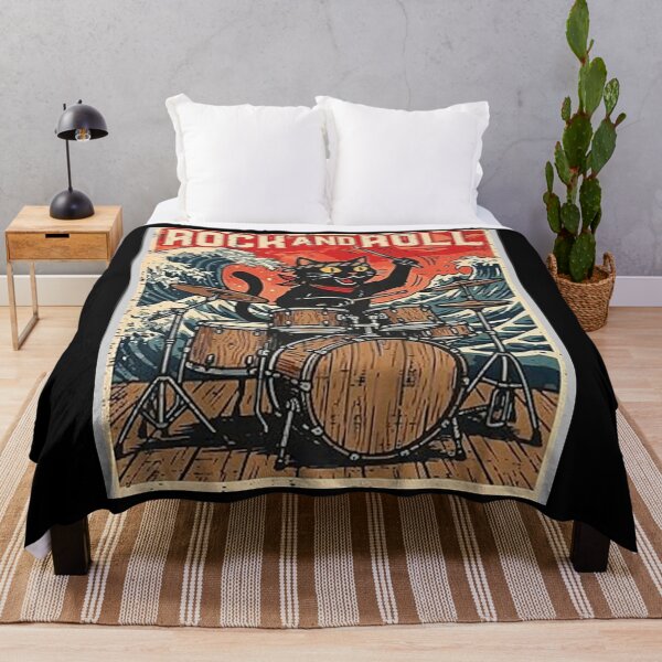 Item preview, Rock and Roll Black Cat Drums Funny Rocker Men Women Kids designed and sold by AmberWild.