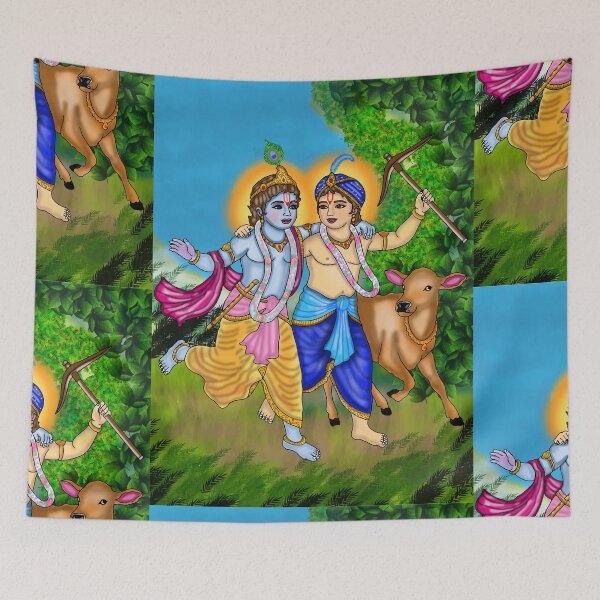 Item preview, Krishna Balram Digital Drawing | Hindu Brothers Spiritual Artwork designed and sold by Harshit_Digital_Arts.