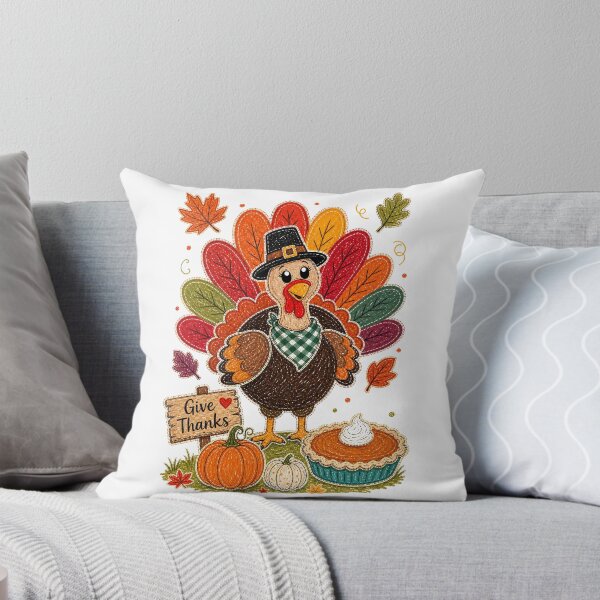 Item preview, Give Thanks Thanksgiving Turkey Fall Leaves Pumpkin Harvest designed and sold by JessArty ⭐⭐⭐⭐⭐.
