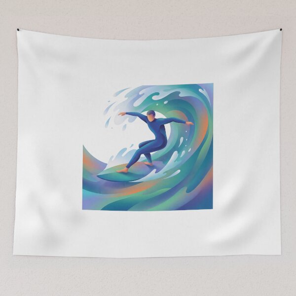 Item preview, Retro Wave Surfer Riding a Barrel designed and sold by gladymar2015.
