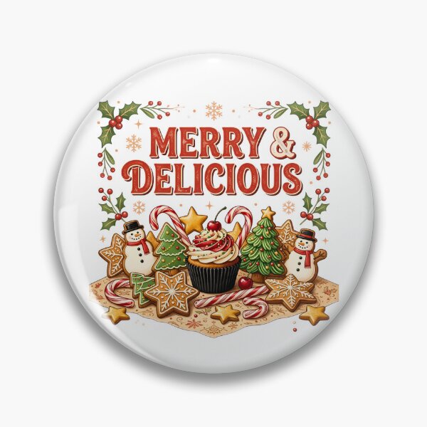 Item preview, Merry And Delicious Christmas Baking Cookies Cupcake Retro Holiday  designed and sold by DYAFLK.