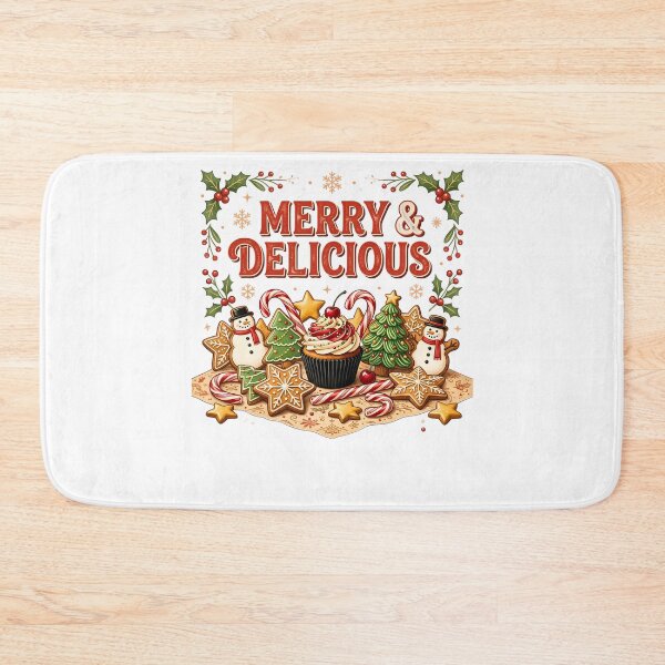 Item preview, Merry And Delicious Christmas Baking Cookies Cupcake Retro Holiday  designed and sold by DYAFLK.