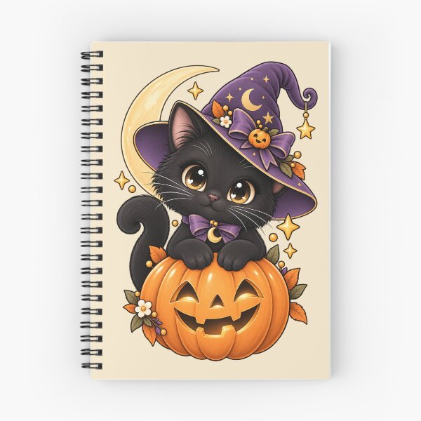 Item preview, Cute Black Cat Witch – Halloween Pumpkin & Moon designed and sold by HO•Designs.