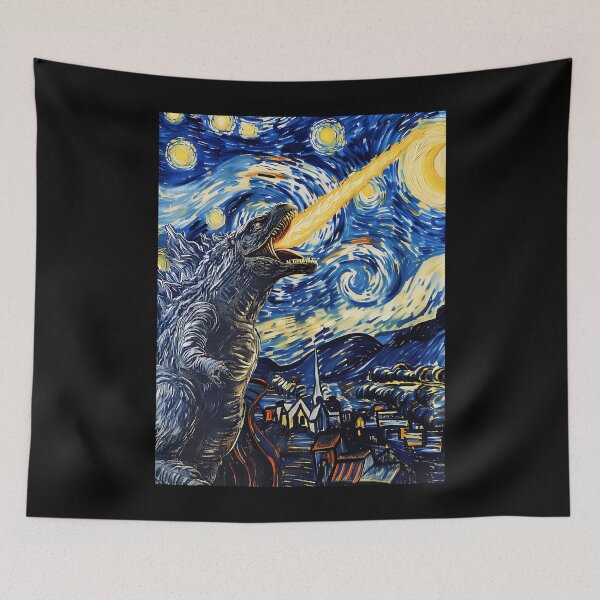 Item preview, Vincent Van Gojira Vincent Van Goghzilla Godzilla Destroying The Starry Night designed and sold by MargarettaYeage.