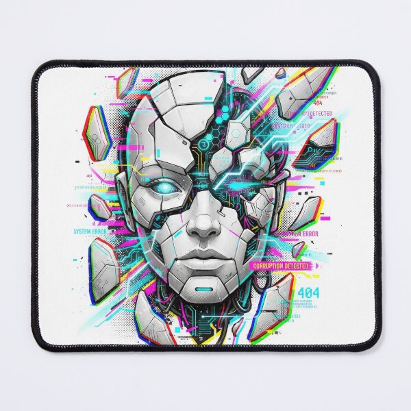 Item preview, Broken Cyberpunk Android Glitch Art Portrait designed and sold by Rahat3344.