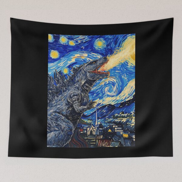 Item preview, Vincent Van Gojira Vincent Van Goghzilla Godzilla Destroying The Starry Night designed and sold by MargarettaYeage.