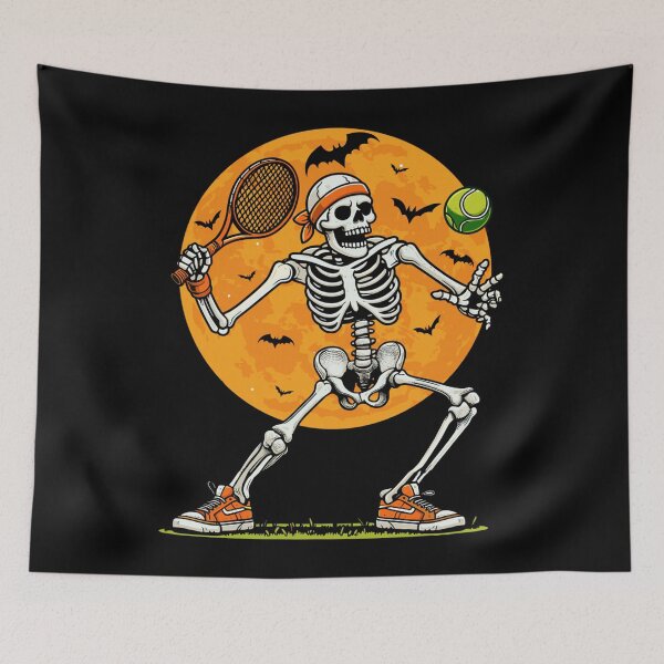 Artikelvorschau, Tennis Skeleton Spooky Boys Funny Halloween Tennis Player entworfen und verkauft von AmberWild.