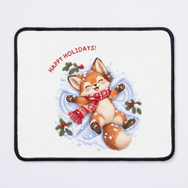 Item preview, Happy Holidays Fox Making Snow Angel designed and sold by mycute-stickers.