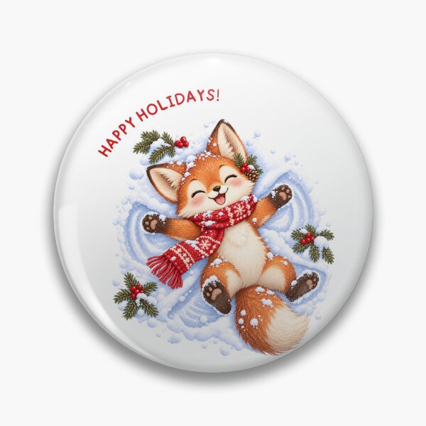 Item preview, Happy Holidays Fox Making Snow Angel designed and sold by mycute-stickers.