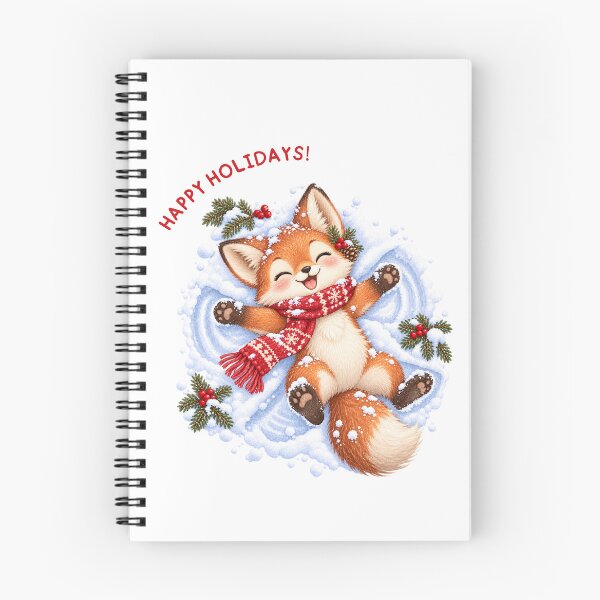 Item preview, Happy Holidays Fox Making Snow Angel designed and sold by mycute-stickers.