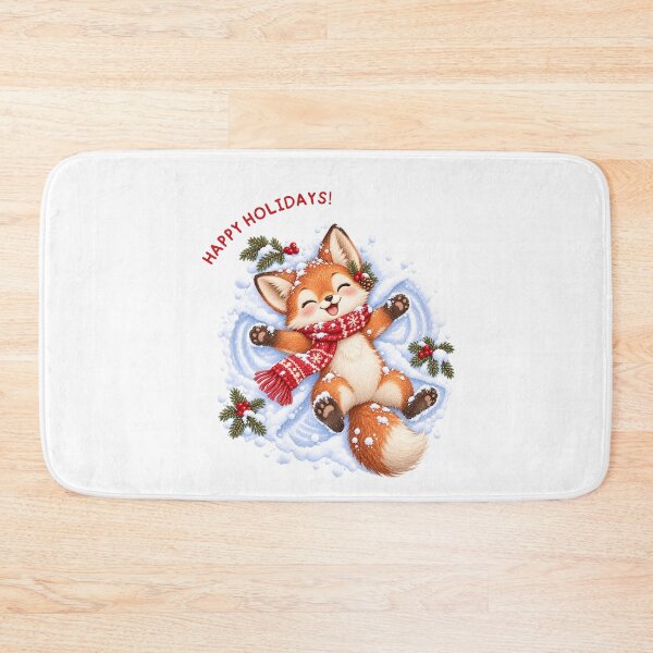 Item preview, Happy Holidays Fox Making Snow Angel designed and sold by mycute-stickers.