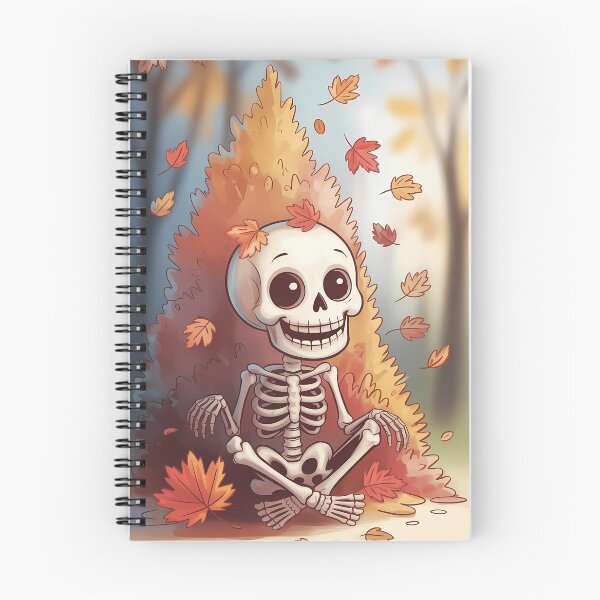 Item preview, Skeleton Sitting in Leaf Pile Autumn Halloween Illustration designed and sold by SellingWSarah17.