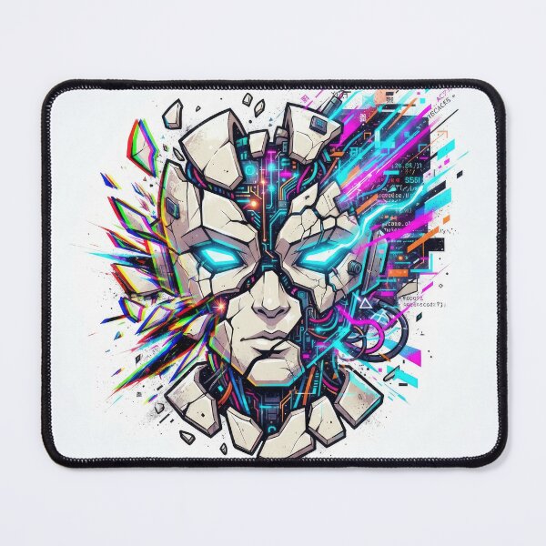 Item preview, Shattered Cyberpunk Robot Face Glitch Art designed and sold by Rahat3344.