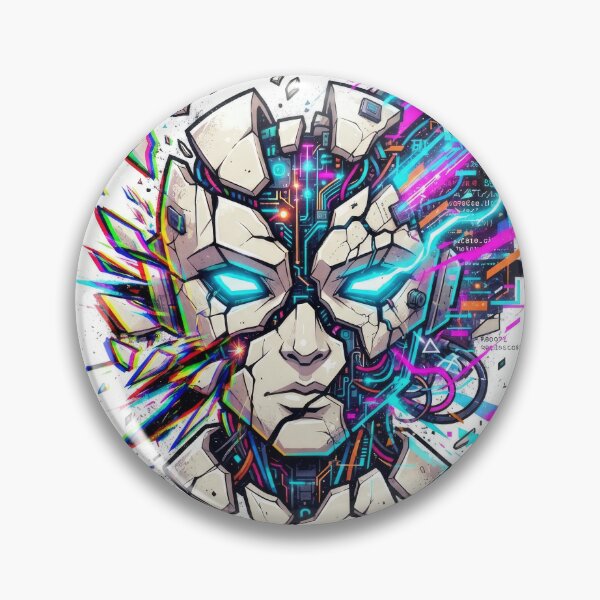 Item preview, Shattered Cyberpunk Robot Face Glitch Art designed and sold by Rahat3344.