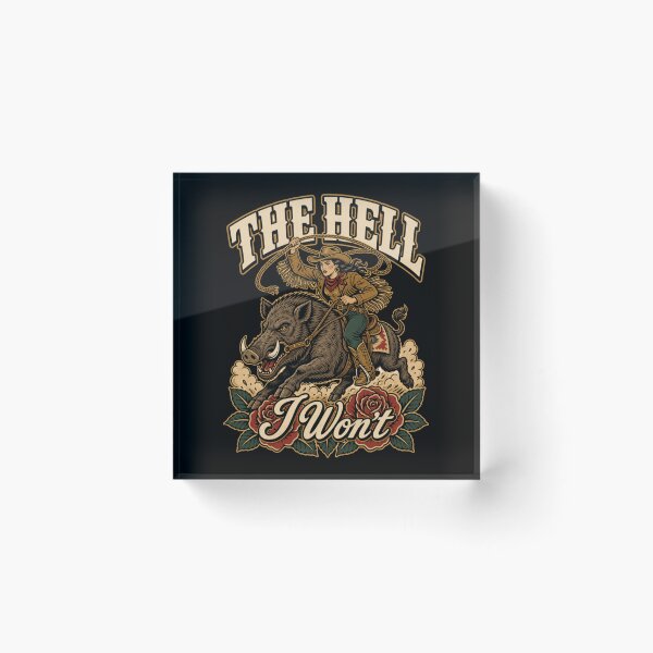Item preview, The Hell I Won't Cowgirl Riding Wild Boar Western Rodeo designed and sold by AmberWild.