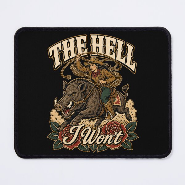 Item preview, The Hell I Won't Cowgirl Riding Wild Boar Western Rodeo designed and sold by AmberWild.
