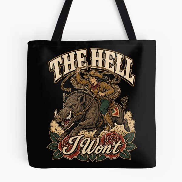 Item preview, The Hell I Won't Cowgirl Riding Wild Boar Western Rodeo designed and sold by AmberWild.