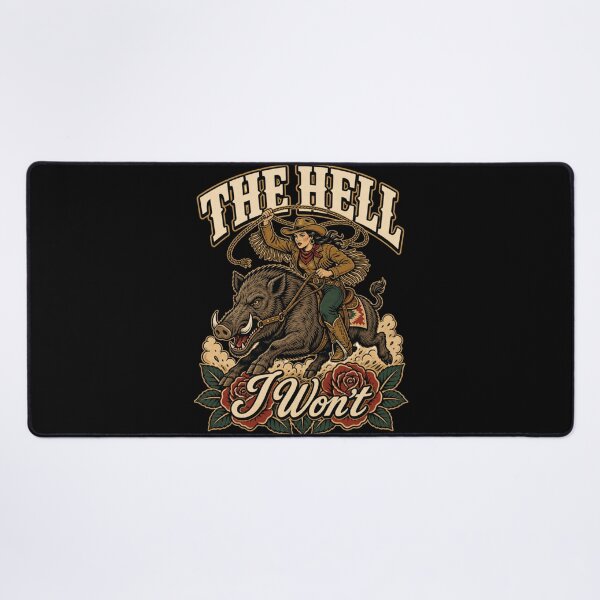 Item preview, The Hell I Won't Cowgirl Riding Wild Boar Western Rodeo designed and sold by AmberWild.