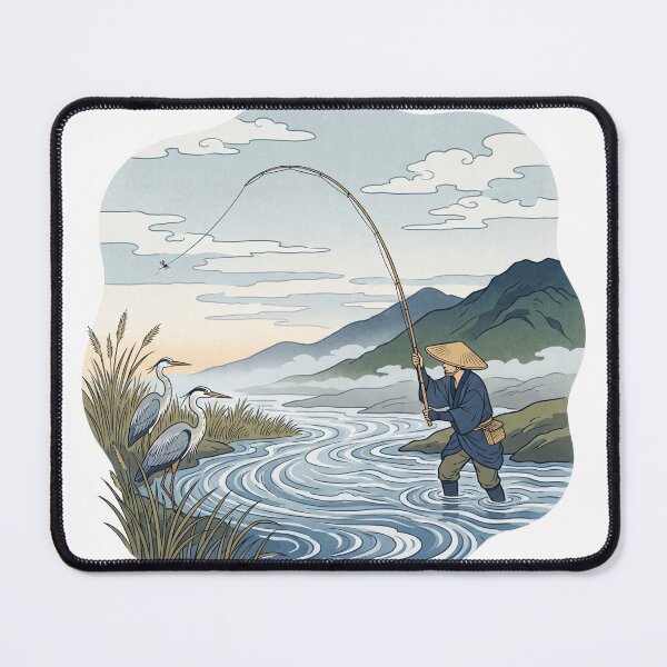 Item preview, Ukiyo-e Fly Fisher in Morning Mist designed and sold by gladymar2015.