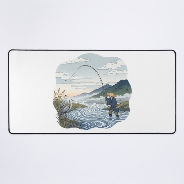 Item preview, Ukiyo-e Fly Fisher in Morning Mist designed and sold by gladymar2015.