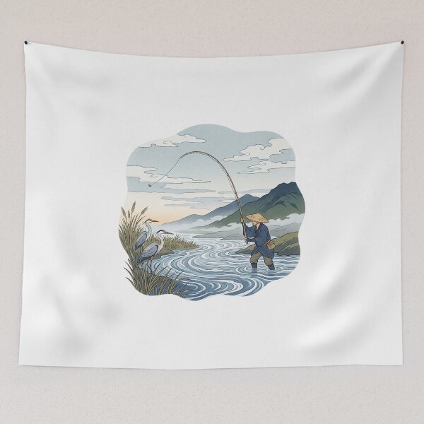 Item preview, Ukiyo-e Fly Fisher in Morning Mist designed and sold by gladymar2015.