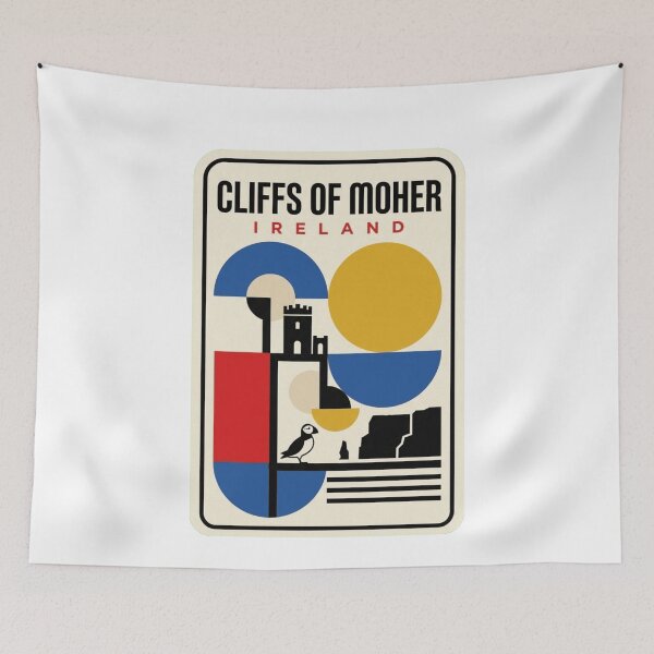 Item preview, Retro Cliffs Of Moher Bauhaus Geometric Skyline designed and sold by k3rstman1.