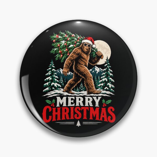 Item preview, Merry Christmas Bigfoot Santa Hat Christmas Tree Snow Mountains Moon Funny Holiday Design designed and sold by 519xdesign.