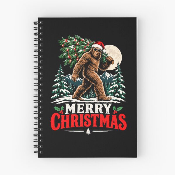Item preview, Merry Christmas Bigfoot Santa Hat Christmas Tree Snow Mountains Moon Funny Holiday Design designed and sold by 519xdesign.