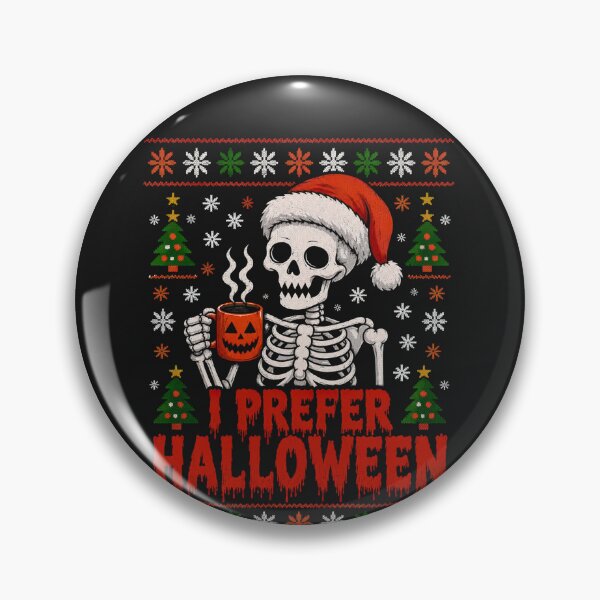 Item preview, I Prefer Halloween Skeleton Santa Hat Ugly Christmas Sweater Creepmas designed and sold by DYAFLK.
