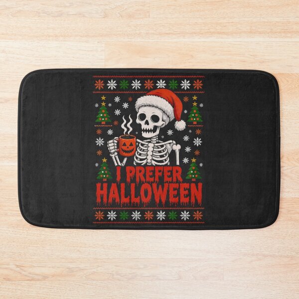 Item preview, I Prefer Halloween Skeleton Santa Hat Ugly Christmas Sweater Creepmas designed and sold by DYAFLK.