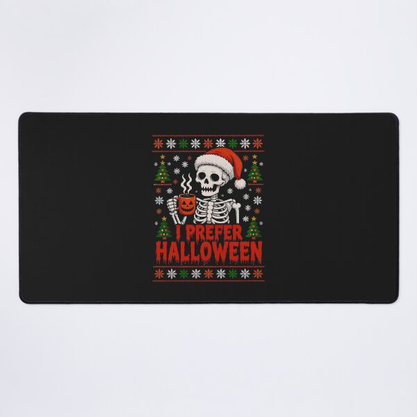 Item preview, I Prefer Halloween Skeleton Santa Hat Ugly Christmas Sweater Creepmas designed and sold by DYAFLK.