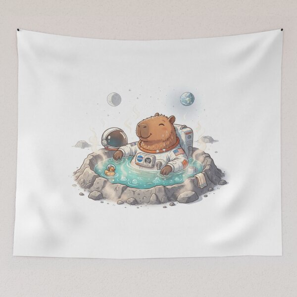 Item preview, Cute Astronaut Capybara In Moon Hot Tub designed and sold by Rahat3344.