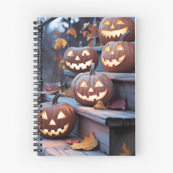 Item preview, Glowing Jack-O-Lanterns on Porch Steps Halloween Photo designed and sold by SellingWSarah17.