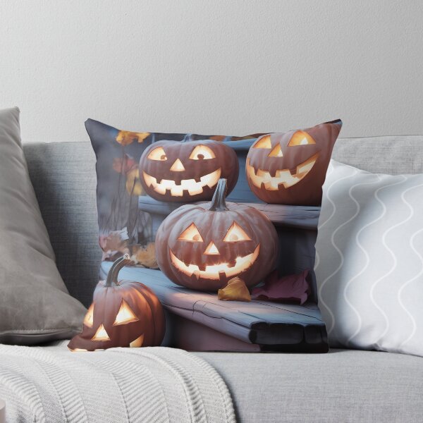 Item preview, Glowing Jack-O-Lanterns on Porch Steps Halloween Photo designed and sold by SellingWSarah17.