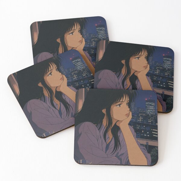 Item preview, Retro Anime Girl Watching Tokyo at Night designed and sold by vekotpu.