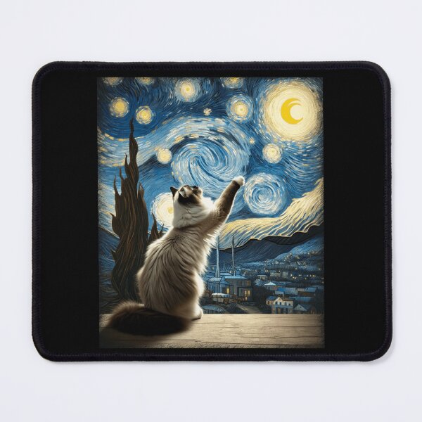 Item preview, Van Gogh Starry Night Moon Artistic Pet Lover Ragdoll Cat designed and sold by AmberWild.