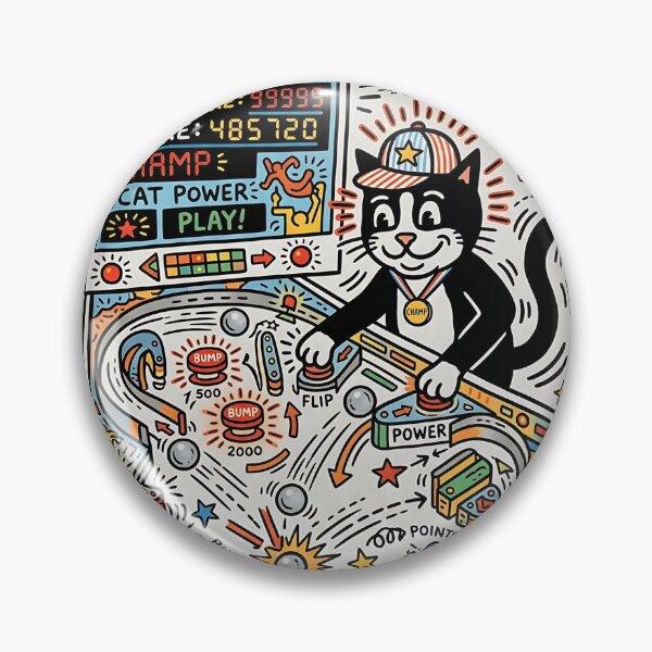 Item preview, Tuxedo Cat Pinball Champion designed and sold by PictoVibe.