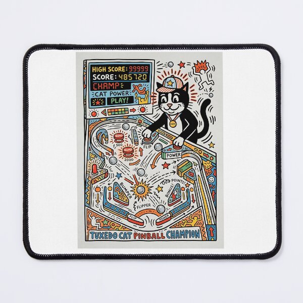 Item preview, Tuxedo Cat Pinball Champion designed and sold by PictoVibe.
