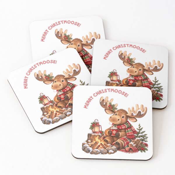 Item preview, Merry Christmoose Moose with Hot Cocoa designed and sold by mycute-stickers.