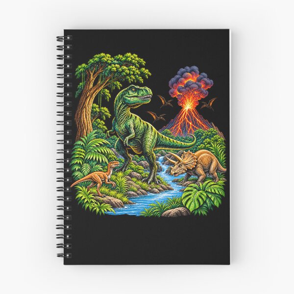 Item preview, Vintage Dinosaur 90s T Rex and Triceratops Volcano Nature designed and sold by AmberWild.