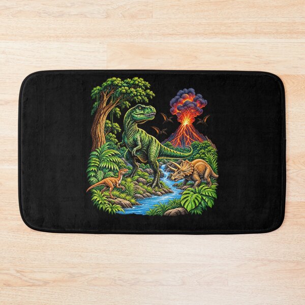 Item preview, Vintage Dinosaur 90s T Rex and Triceratops Volcano Nature designed and sold by AmberWild.
